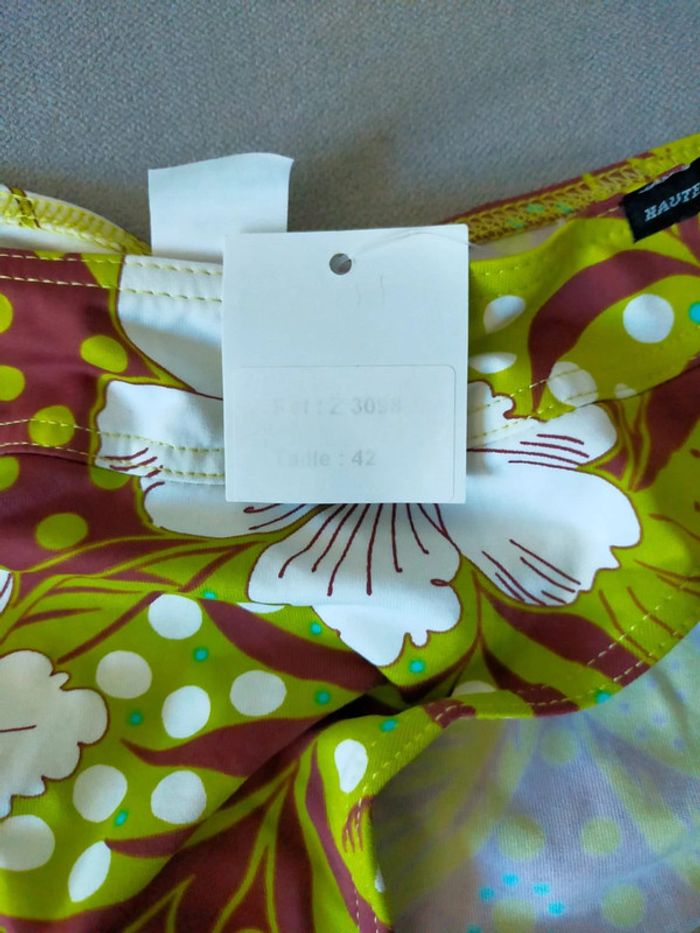 Bas de maillot femme – Imprimé tropical vert & bordeaux – Haute Pression – Neuf avec étiquette - photo numéro 9