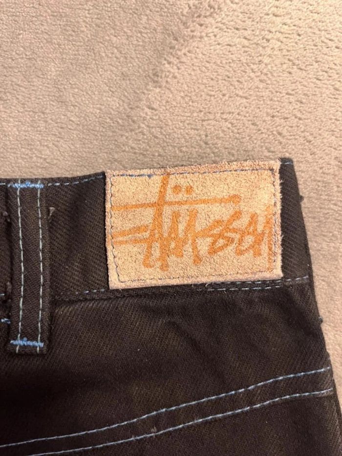 Short/Jort Stussy Black Embroidered Blue Lagoon Big Logo Back – Taille M - photo numéro 6