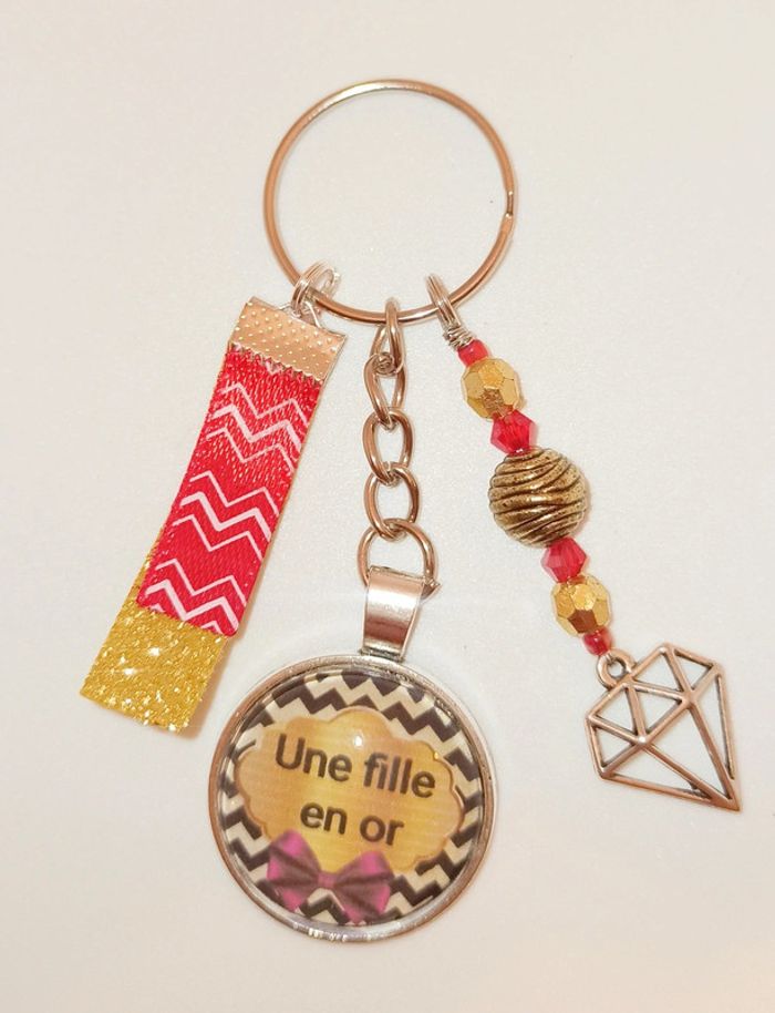 Cadeau ma fille, porte clé message bijoux de sac " une fille en or"