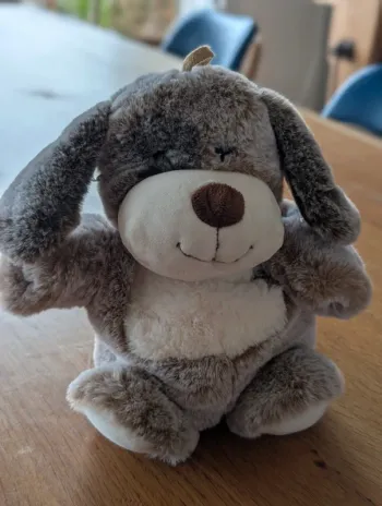 Doudou marionnette chien Rodadou Roda poil long 23 cm
