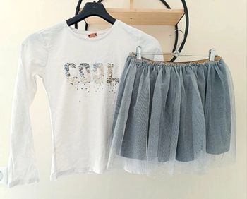 12 ans ensemble teeshirt tape a l'oeil et jupe kiabi