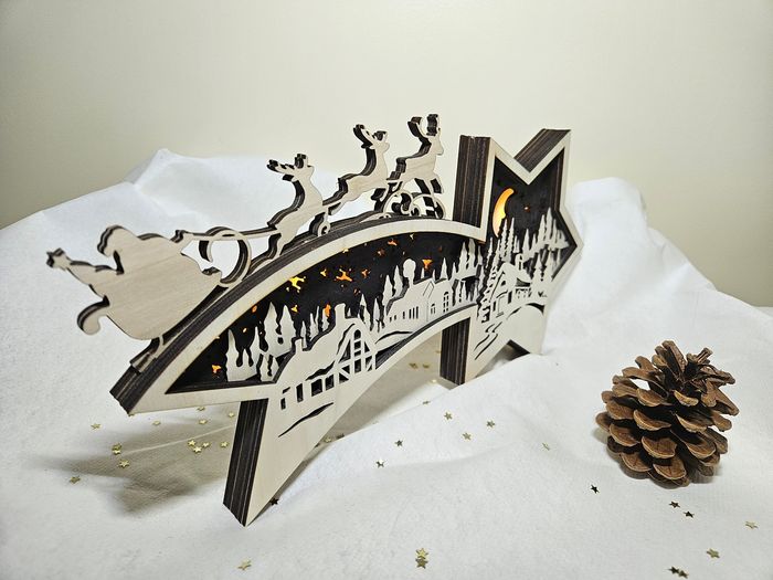 Étoile de Noël illuminée en bois - photo numéro 2