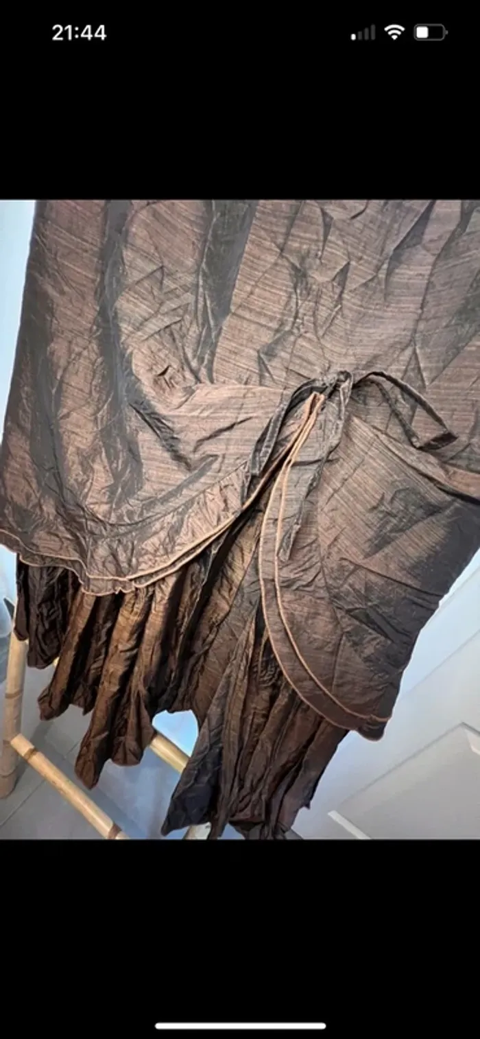 Jupe longue taffeta marron - photo numéro 2