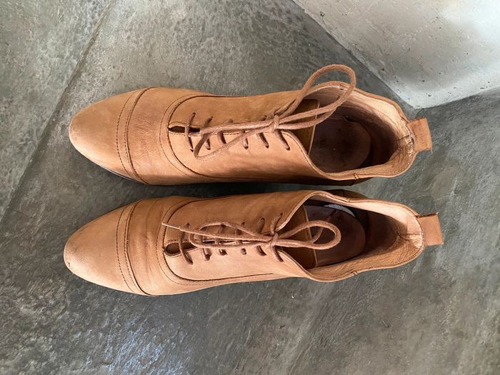 Bottines en cuir daim beige camel San Marina 37 - photo numéro 6