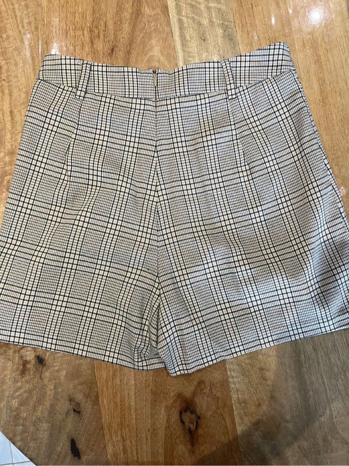 jupe short à carreaux marron beige - photo numéro 2