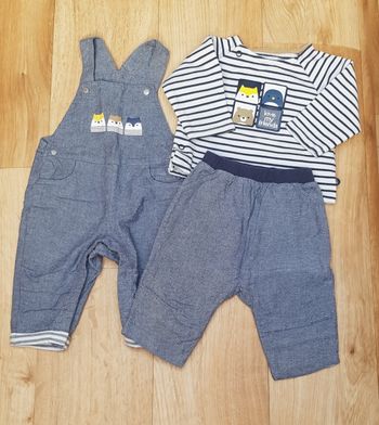 Ensemble 3 pièces : pull + pantalon + salopette