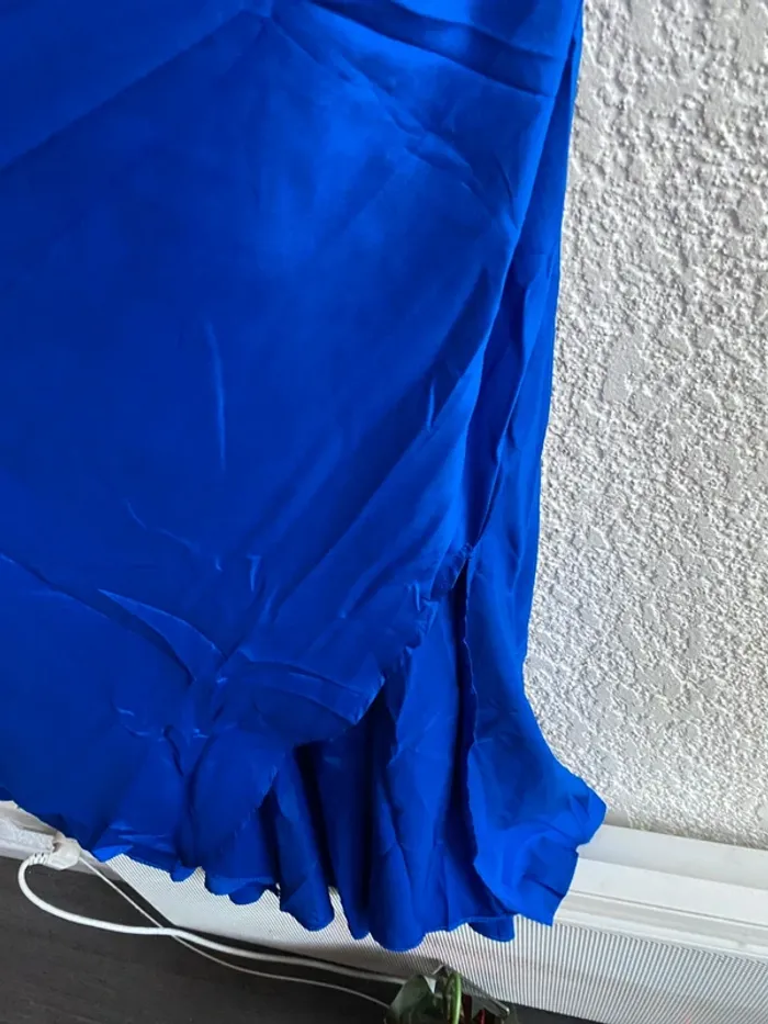 Jupe longue ample taille haute bleu T S - photo numéro 4