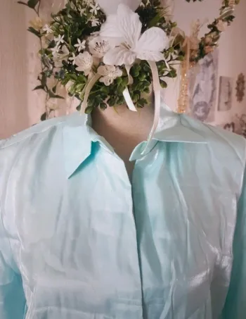 Chemise verte amande/turquoise pâle M&S Mode T 42 Neuve