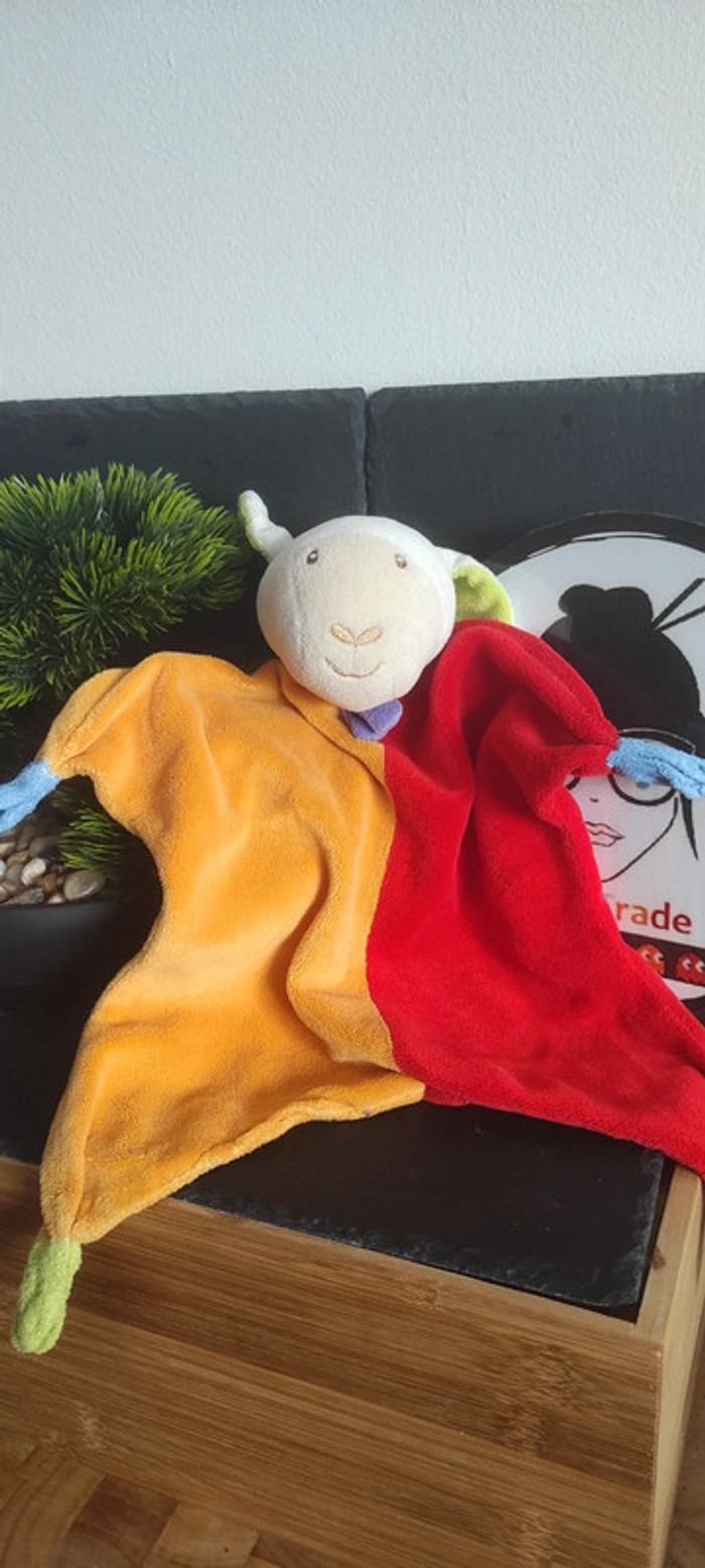 doudou mouton plat rouge orange paradise toys vert violet