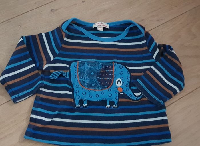 Tee shirt longues manches à rayures avec motif Éléphant