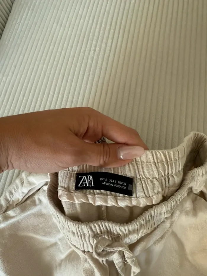Pantalon en lin Zara beige - photo numéro 3