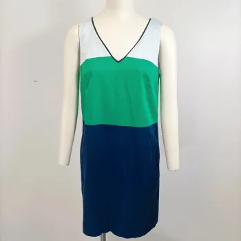 Robe Caroll - Col V à rayures, Blanc, Bleu, Vert - taille 38 A284