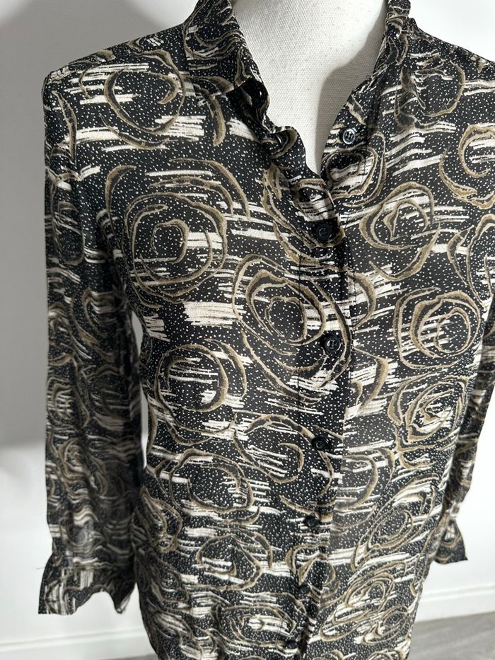 Chemisier bariolé noir blanc beige IKKS T36 S - photo numéro 7