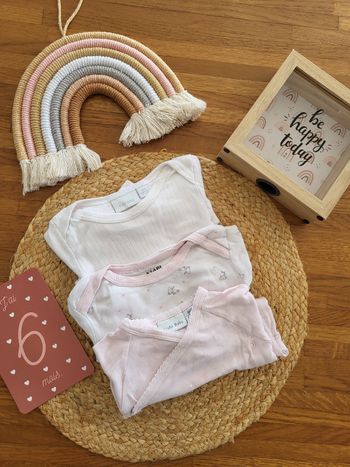 🧸Lot de 3 bodies manches longues bébé fille 6 mois