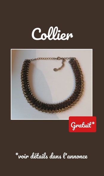 Collier strass marron noir doré chaine