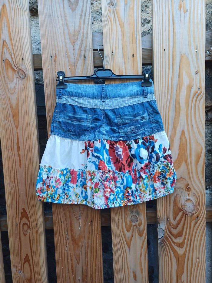 Jolie jupe mi jean mi imprimé Desigual taille 34 - photo numéro 8