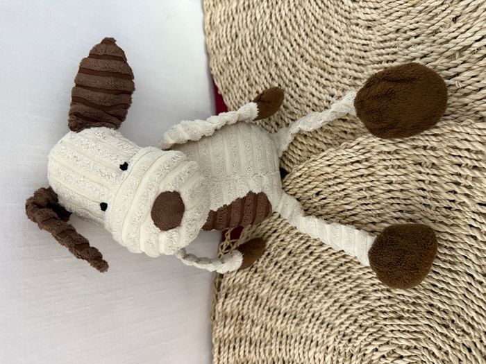 Peluche Chiot Cuddle Buddies en velours côtelé marron crème - photo numéro 3
