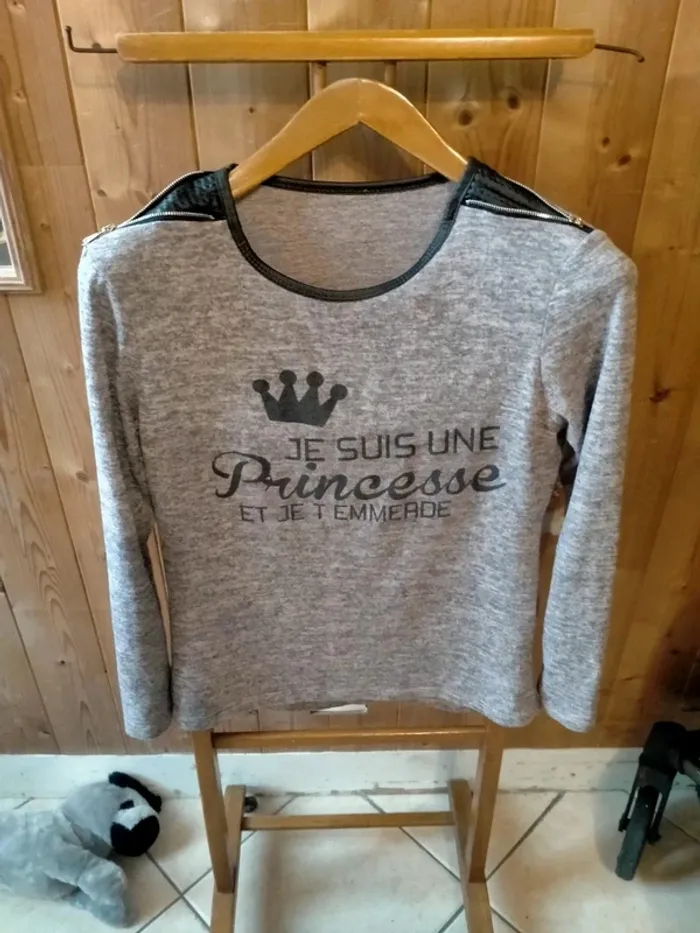 Haut femme gris chiné Taille S/M Fabriqué en Italie - photo numéro 2