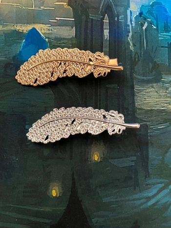 Lot 2 barrettes à cheveux - feuille dorées et argentée