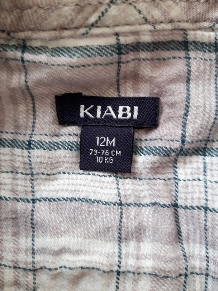 Chemise à carreau manche longue marron beige KIABI, fermeture boutons-pression, 12 mois, 73-76 cm - photo numéro 4