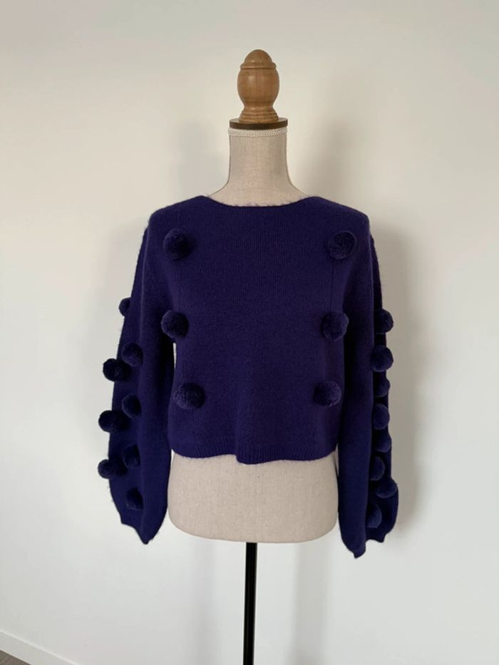 Pull violet bouse chemisier camisa chemise camicetta blusa t-shirt camicia overhemd Folder manche - photo numéro 2