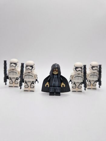 Figurines type lego Sith Palpatine avec 4 stormtroopers star wars
