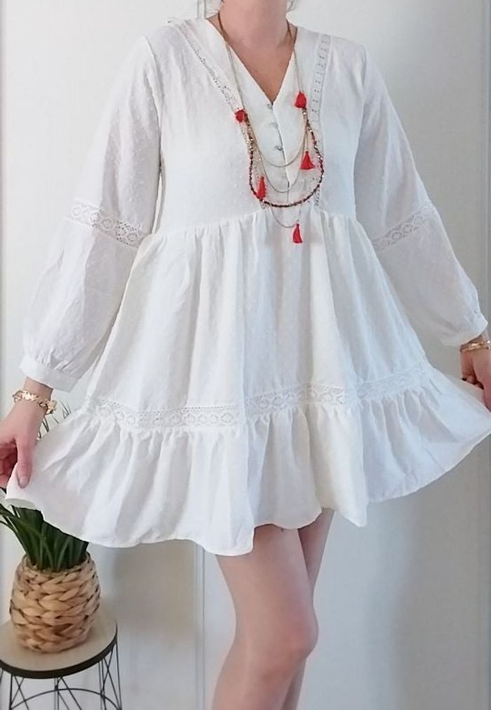 Belle robe blanc écru style bohème