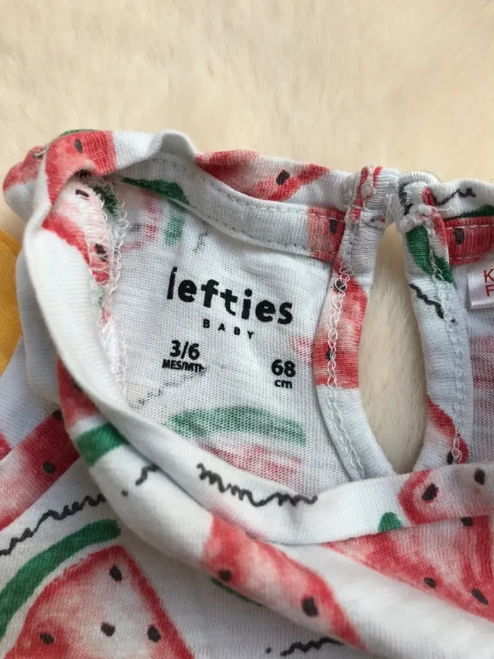 Lot 2 hauts sans manches - tropical et pastèque - lefties 68cm - photo numéro 4