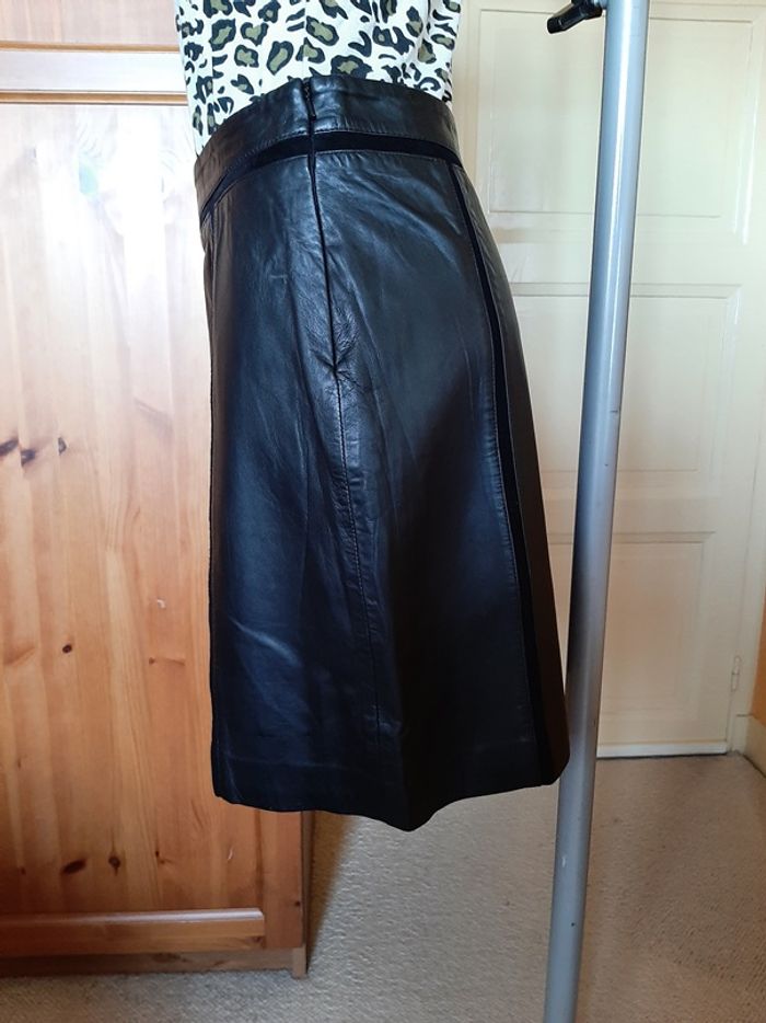Mango - Jupe cuir, noir T42. - photo numéro 4
