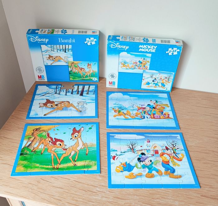 🦄 Lot de 2 x 2 puzzles Disney - 25 pièces - MB 🦄