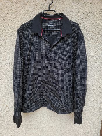 Chemise habillée noir à pois blanc chic tendance