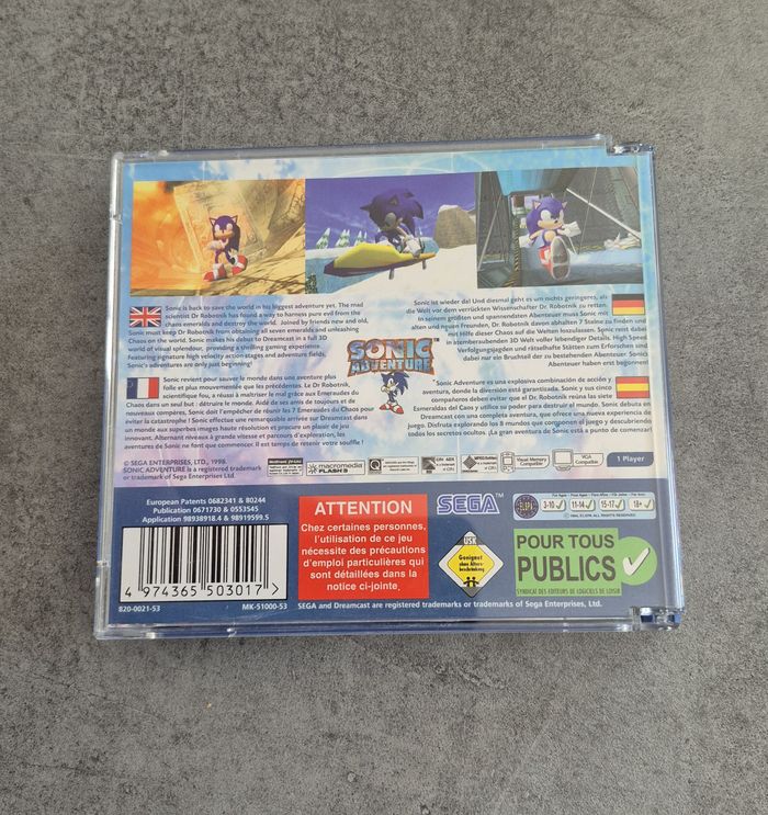 Jeu Sonic Adventure - SEGA Dreamcast - Cib pal Vf - Excellent état - Complet - photo numéro 3