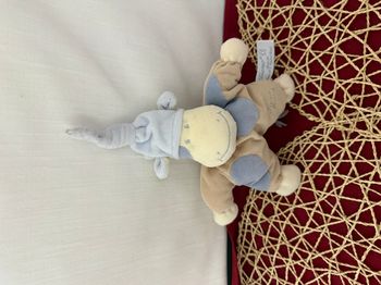 Doudou semi plat vache marron beige taches bleues TIAMO COLLECTION