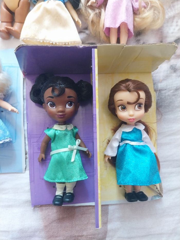 Lot 7 poupées miniatures Animators Princesses Disney Mini-Animators Tiana Belle Cendrillon Vaiana Aurore - photo numéro 2