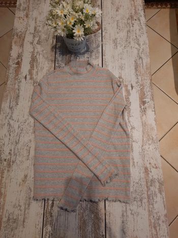 Col roule gris et liseret couleur or