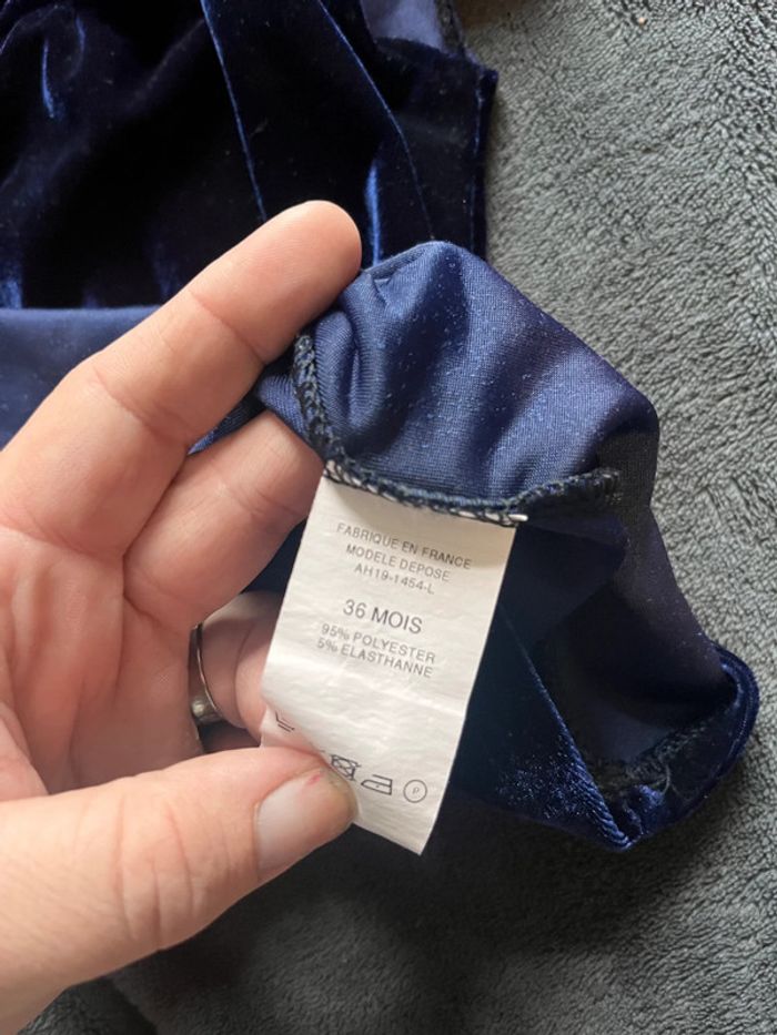 Robe fête fille 36 mois velours bleu pailleté - photo numéro 3