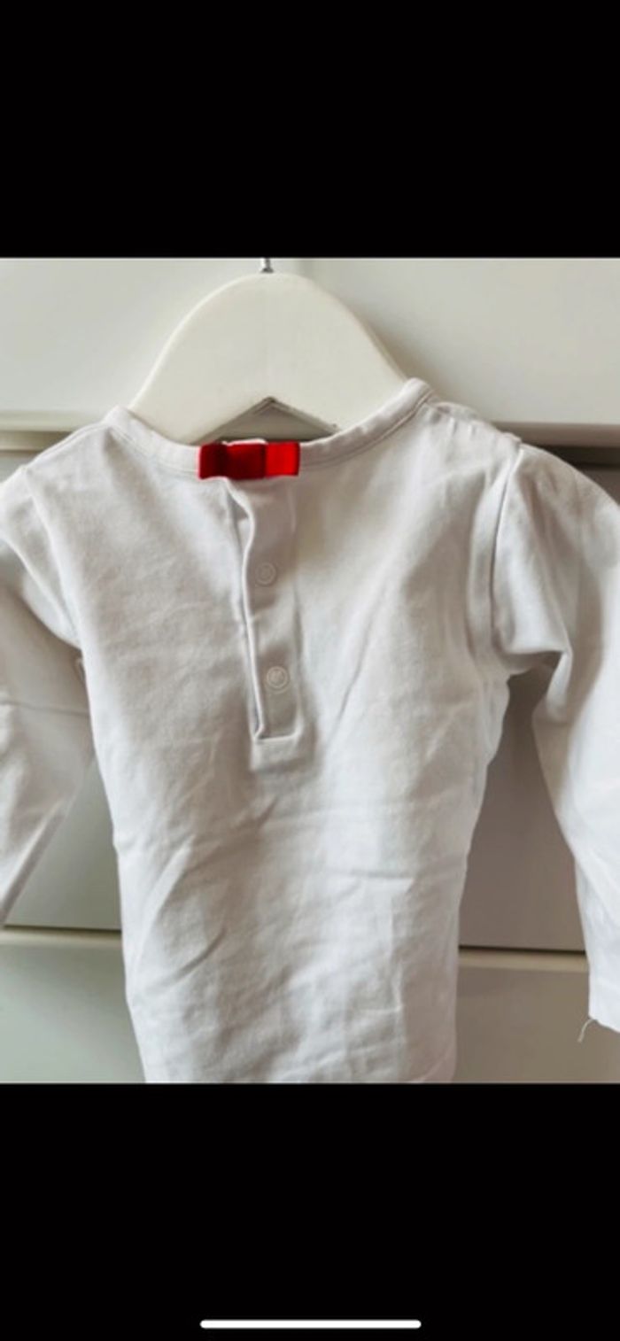 Pull tee shirt manche longue blanc Jacadi 12 mois Tour Eiffel - photo numéro 3