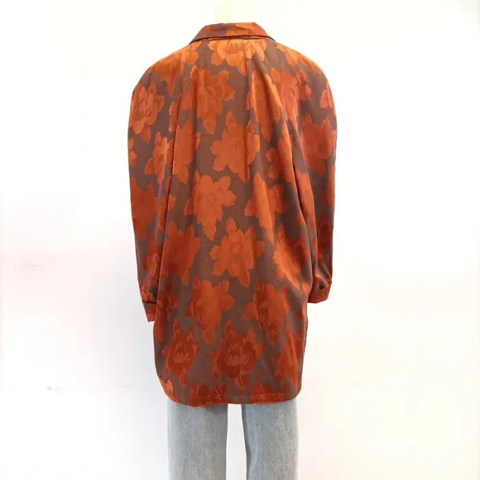 Blazer Charmy Couture vintage sur-mesure marron orange à fleurs - 42/44 oversized - photo numéro 6