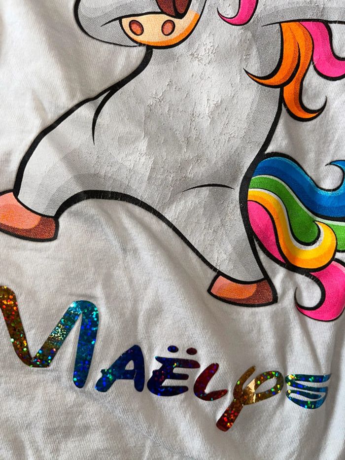 T-shirt licorne maelys personnalisé 8 ans - photo numéro 2