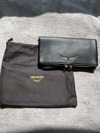 Zadig & Voltaire Sac Noir Bandoulière Argent – Neuf