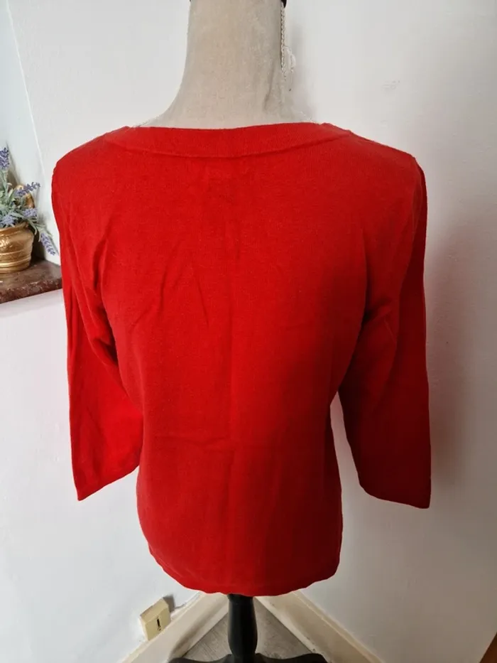 Pull nautica taille L rouge marinière ancre - photo numéro 2