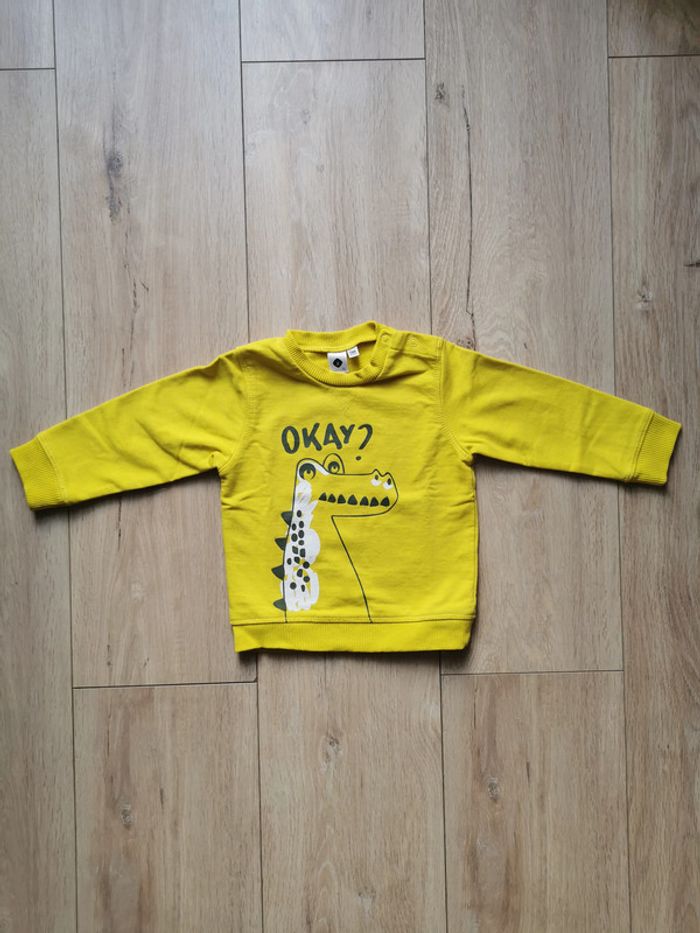 Sweat shirt jaune croco Grain de blé 12 mois - photo numéro 2
