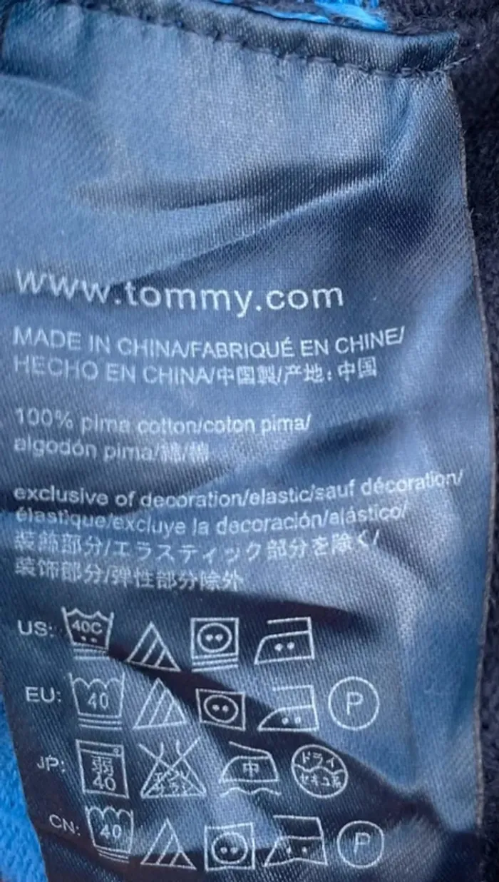 V-Neck Knit Pullover pull Tommy Hilfiger Mens XL Pima Cotton blue - photo numéro 4