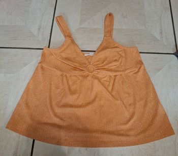 Top orange pailleté