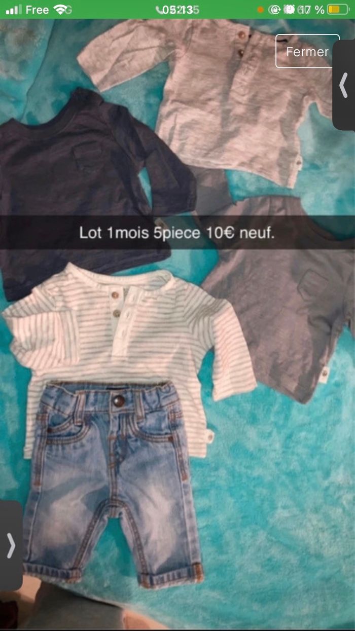 Lot vêtement 1mois