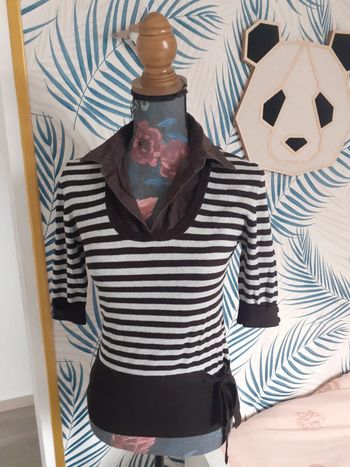 Pull chemise à rayures S vintage