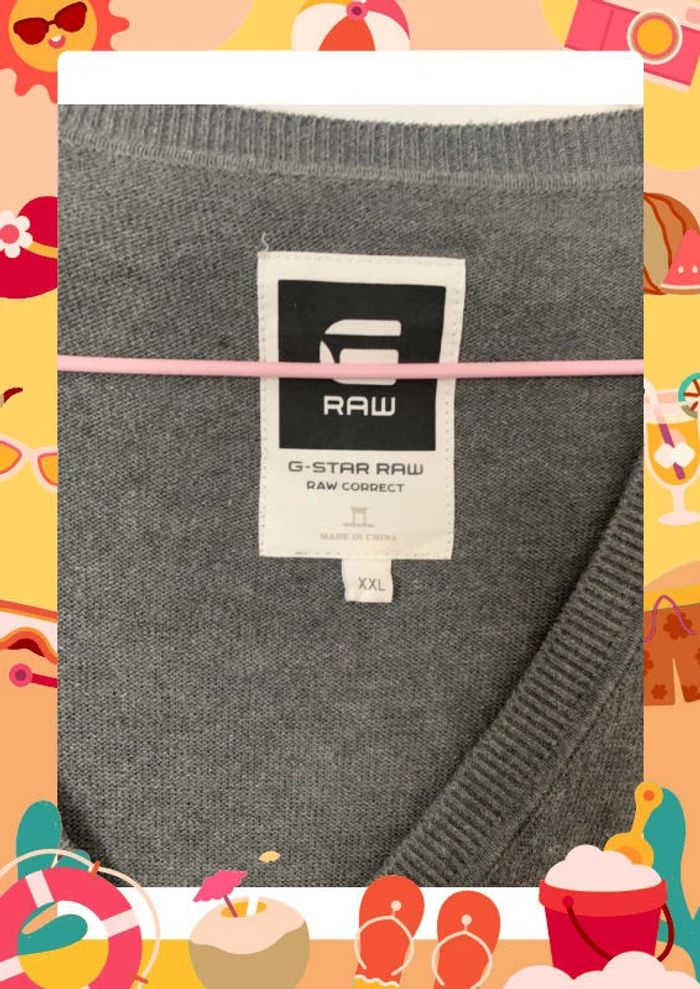 Pull G Star raw très fin manche longue col en V - photo numéro 6