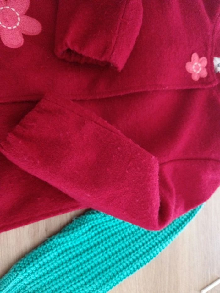 Manteau rouge à fleurs Pick Ouic 4 ans en laine - photo numéro 4