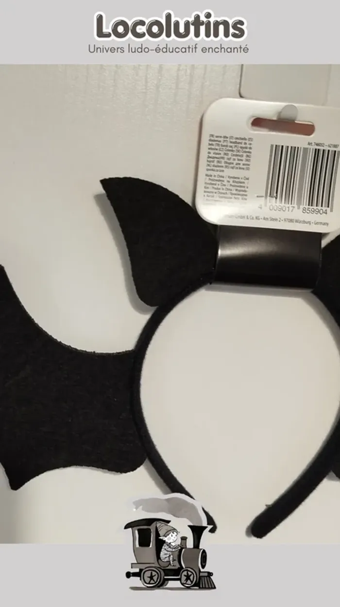 🚂 Serre-tête chauve-souris ▪ noir pailleté - photo numéro 5