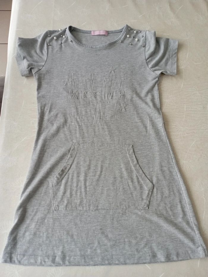 Robe grise manches courtes Léa Malice 12 ans 2€5